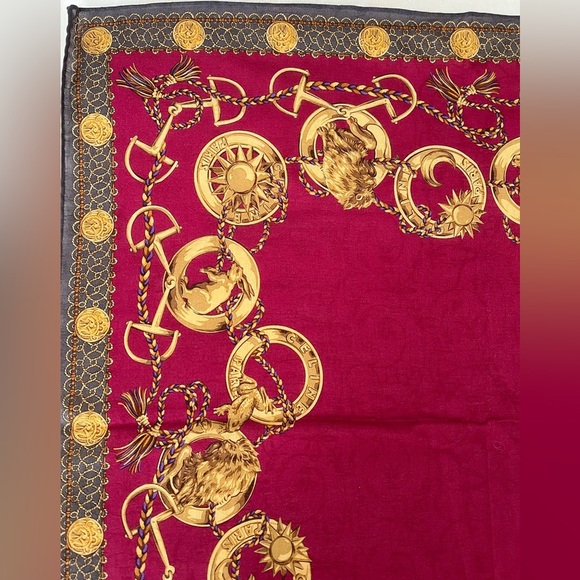 Rare Celine Paris Silk Scarf Cranberry BNWT Vintage Late 1980s-Early 90s France - Picture 3 of 14